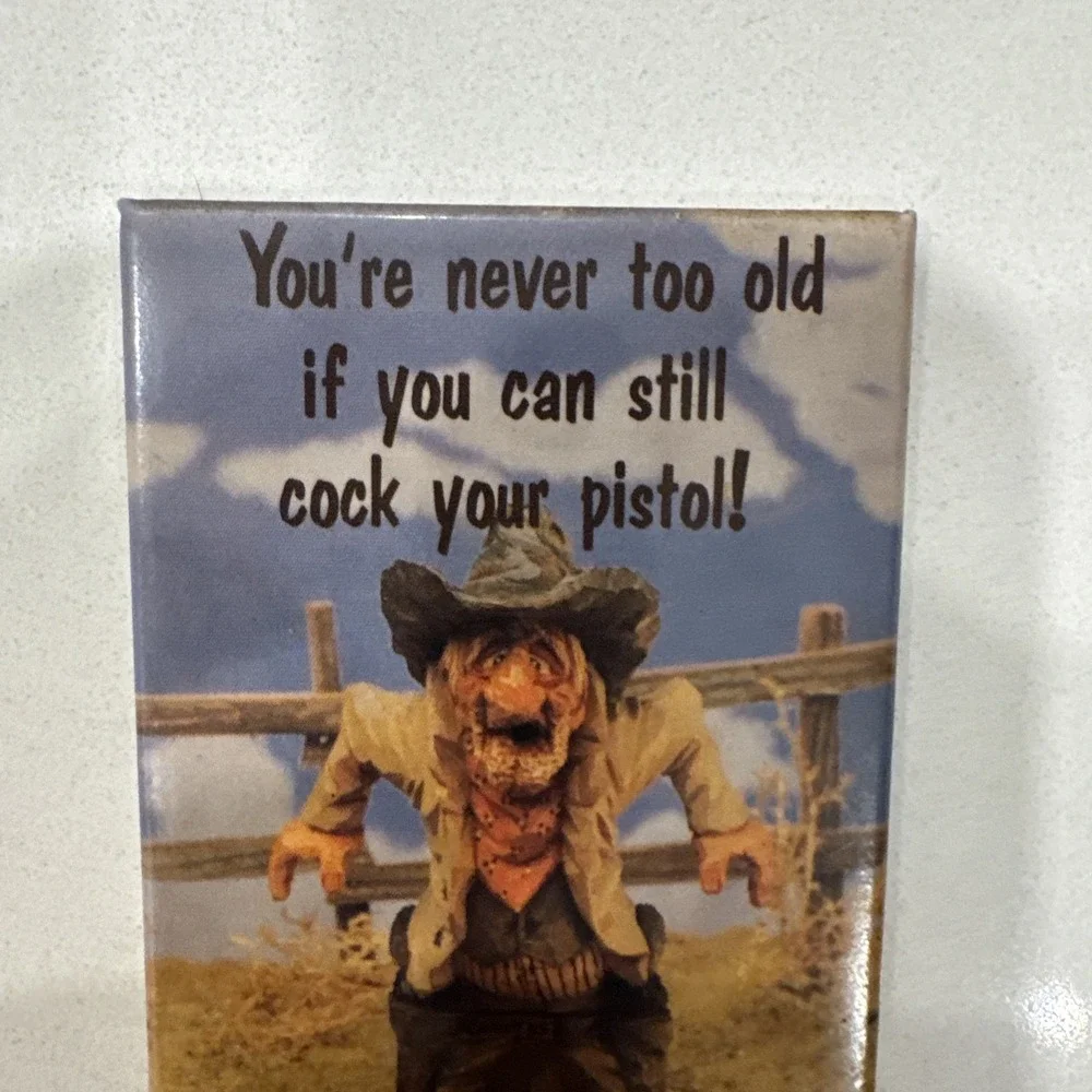 Vintage Cowboy Old Man Refrigerator Magnet With Saying Chris Hammock 1990